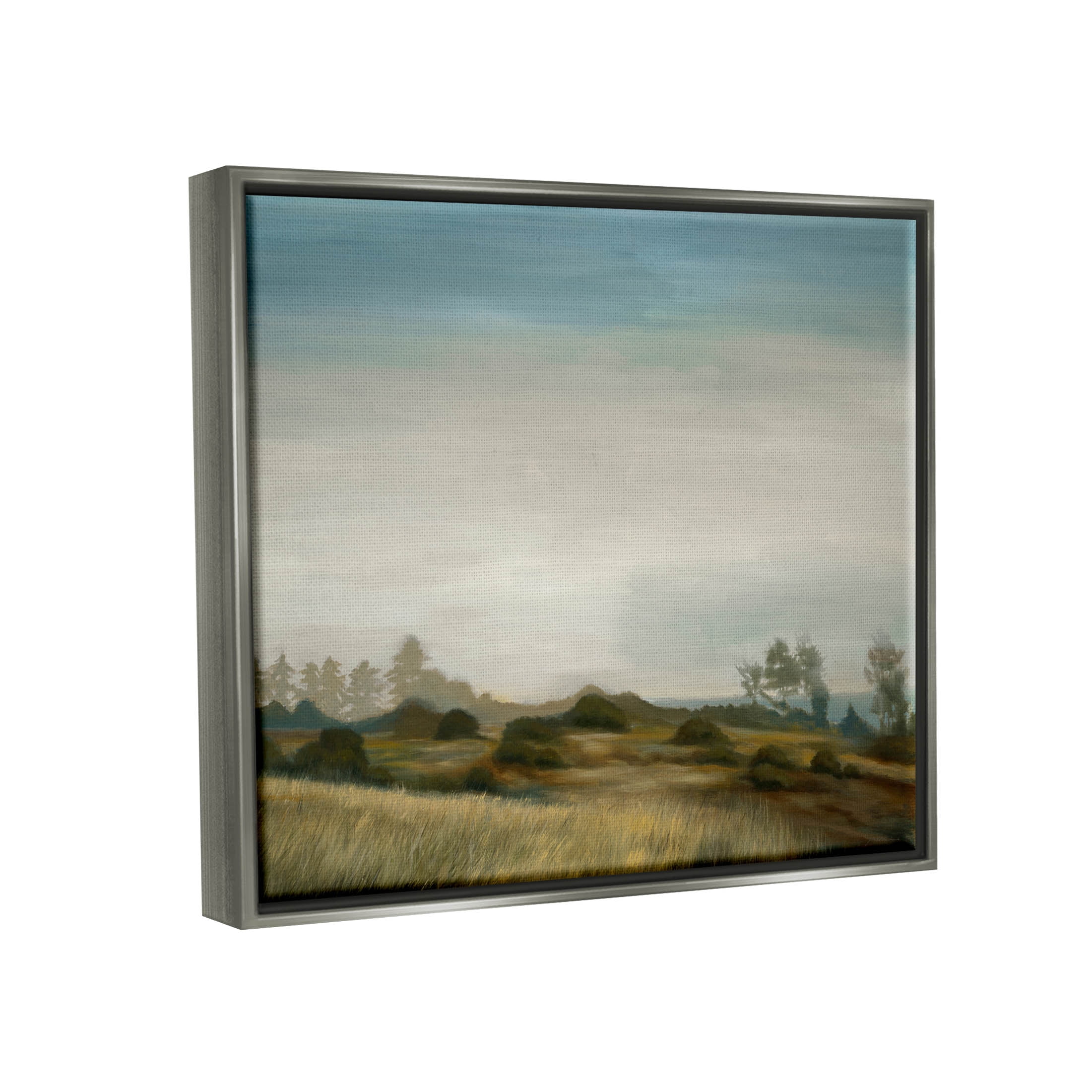 Stupell Industries Rural Hay Bales Landscape Painting Luster Gray Floating Framed Canvas Print Wall Art, Design by Liz Jardine