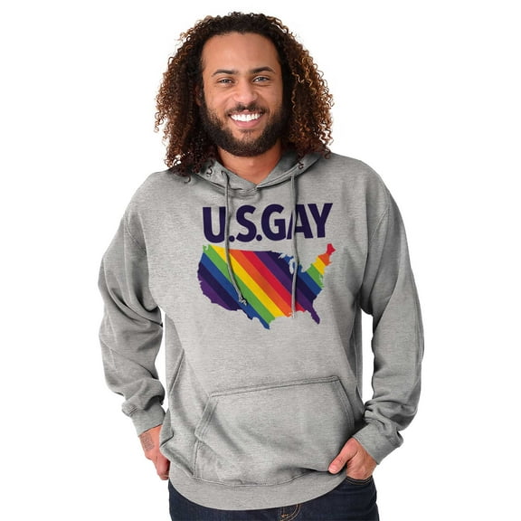 Gay in the USA LGBTQ American Pride Hoodie Sweatshirt Women Men Brisco Brands S