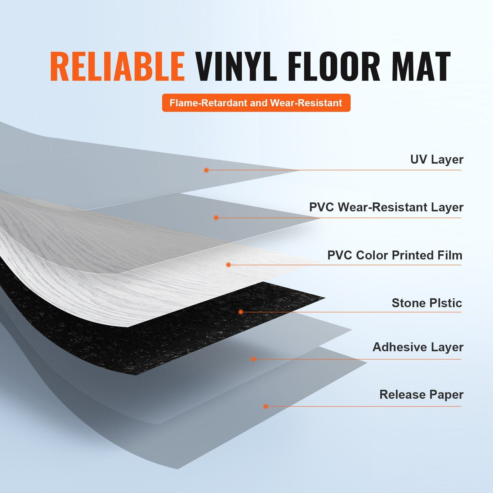 Light Gray Wood Grain Self Adhesive Vinyl Tiles, 36 x 6 Inch, Peel & Stick DIY Flooring - 36 Pack, Waterproof for Home Decor