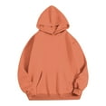thumbnail image 3 of Oversized Hoodies with Pocket Women Cotton Plain Pullover Hooded Sweatshirts Sweater Long Sleeve Fleece Lined Tops (M, Orange), 3 of 5