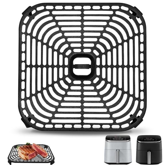 GWY Air Fryer Grill Pan for TurboBlaze 6 Qt, 8.9"×8.9" Square Non-Stick Black Crisper Plate, 1-Pack, Dishwasher Safe