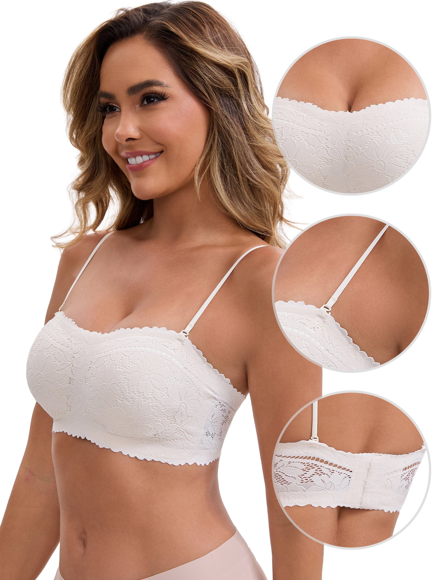 DARING DIVA Strapless Wireless Tube Bra Anti-Slip Push Up Lightweight S White