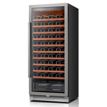 Ca‘lefort 90 Bottle Wine Refrigerator Cooler, 24'' Built-in Wine Fridge with 40-65°F and Double Glass for Home Bar & Hotel