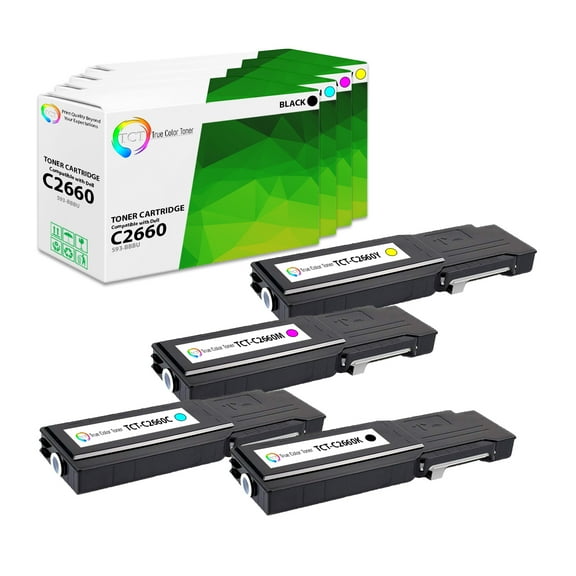 TCT 2660 Toner Cartridge 4 Pack - Premium Compatible Replacement for Dell 593-BBBU 593-BBBT 593-BBBS 593-BBBR
