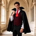 thumbnail image 5 of Ceisia Men Vampire Halloween Cosplay Costume Set Medieval Cape Vest Shirt Tie Outfit For Theme Party Role Play Gift, 5 of 6