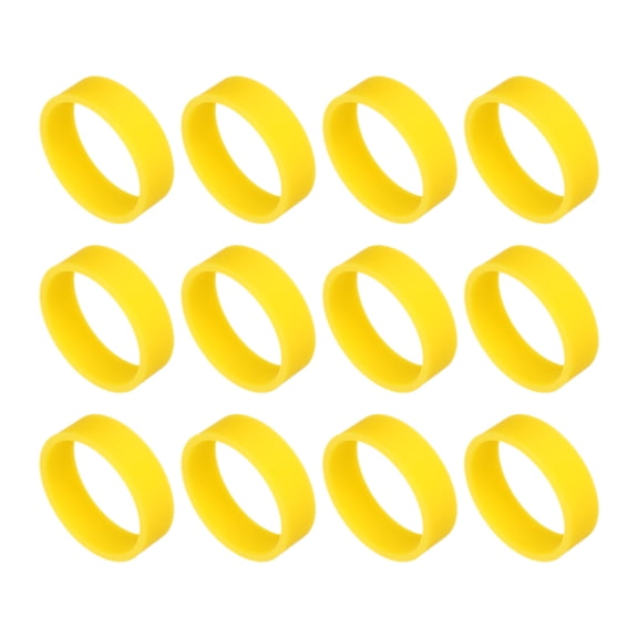 12Pcs Silicone Rubber Bands,20mm/0.8inch Rubber Bands Rings Cable Ties for Cord Wrapping Bag Wraps, Yellow