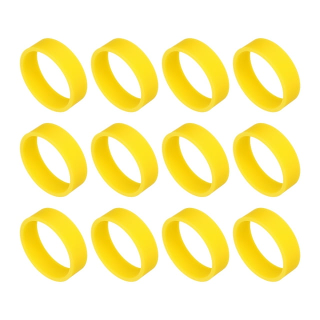 12Pcs Silicone Rubber Bands,20mm/0.8inch Rubber Bands Rings Cable Ties for Cord Wrapping Bag Wraps, Yellow