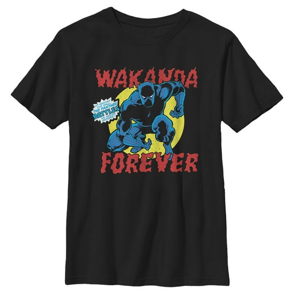 Boy's Marvel Black Panther Retro Battle Graphic Tee Black Medium