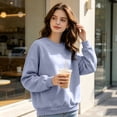 thumbnail image 6 of Hearthz Womens Fleece Sweatshirt Solid Color Drop Shoulder Long Sleeve Crewneck Sweatshirt Women Fall Winter Athletic Workout Pull Over Sweaters Womens Gray XL, 6 of 6