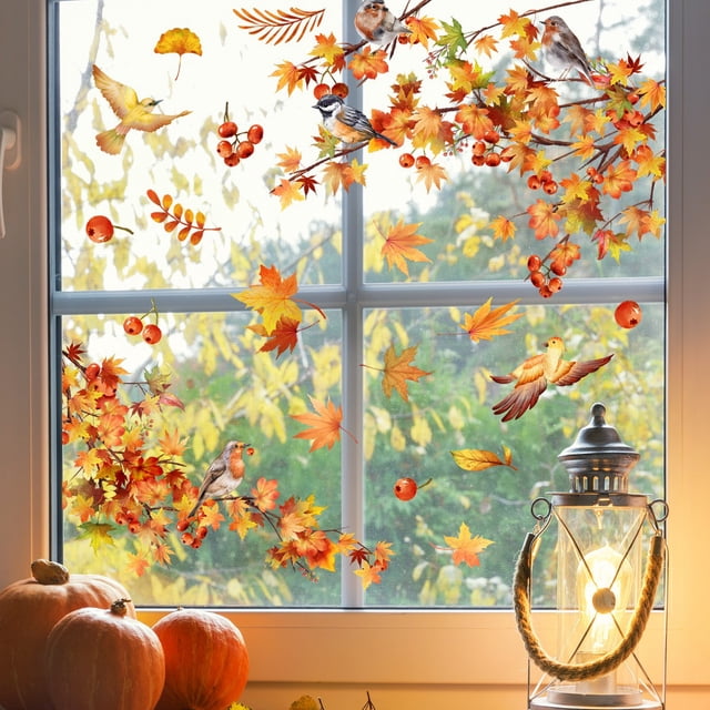 Fiudx Pegatinas de Cristal con Diseño de Ramo de Colores, Impresión a Doble Cara, Diseño Extraíble, Pegatinas Decorativas de Pared, Autoadhesivas Ecológicas, Fácil Aplicación, para Sala de Estar, Dor