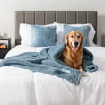 thumbnail image 4 of PetAmi Fluffy Waterproof Dog Blanket for Bed Large Dogs, Soft Warm Pet Sherpa Throw Pee Proof Couch Cover, Reversible Cat Blanket Sofa Crate Kennel Protector, Washable Mat (Dusty Blue, 60x80), 4 of 9