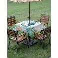 thumbnail image 2 of Square Outdoor Tablecloth With Umbrella Hole And Zipper– Sea Hippocampus Compass Waterproof Patio Table Cover for Party, Picnic, Backyard, 54"x54" , Bule Sea Starfish Shell, 2 of 8