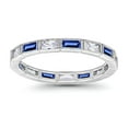 thumbnail image 2 of Full Eternity Baguette Band Ring Blue Sapphire CZ 925 Sterling Silver Size 8, 2 of 6
