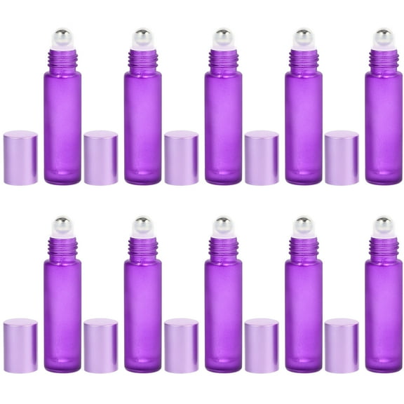 Yellow Glass Rollerball Bottle Empty Cream Oil Bottles Steel Dispenser Applicator 10 Pcs Purple