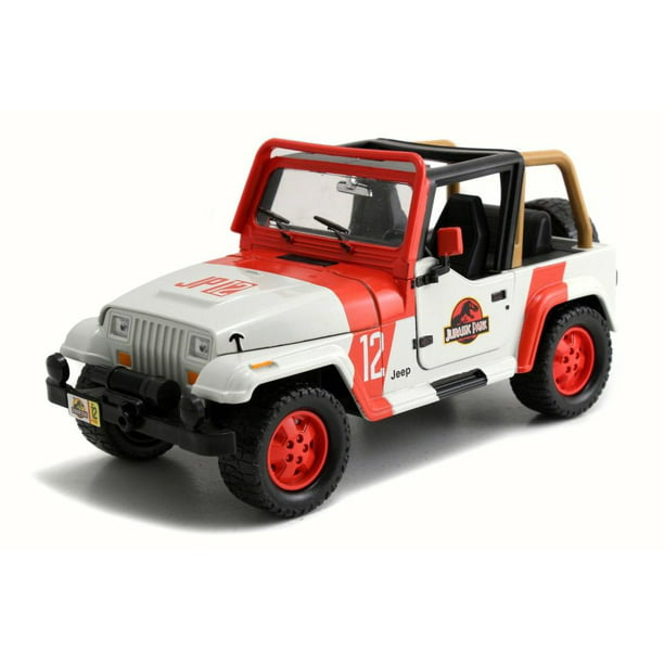 1992 Jeep Wrangler Off Road, White w/ Orange - Jada 97806 - 1/24 Scale  Diecast Model Toy Car 