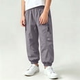 thumbnail image 4 of Bixock Boys Sweatpants High Waist Cargo Pants Kids Jogger Elastic Waist Solid Color Side Pocket Loose Breathable Outdoor Hiking Casual Daily Activity Wear Size 9-10Years, 4 of 6