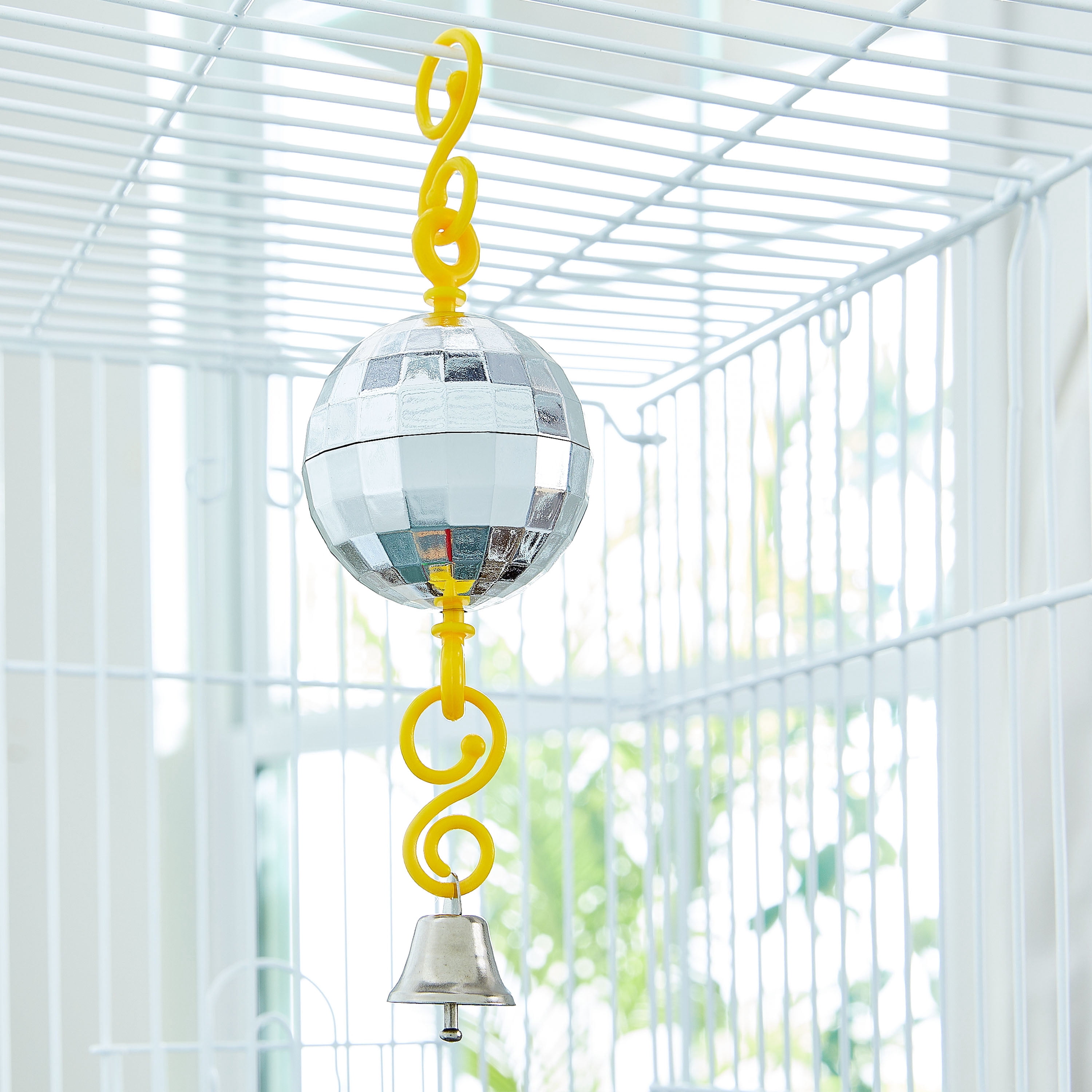 Vibrant Life Spinning Disco Ball Bird Toy with Plastic Clip Mount