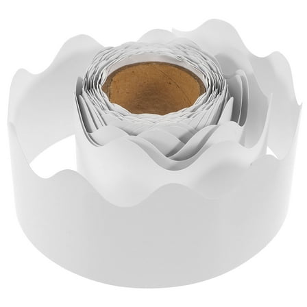 WHAMVOX White Coated Paper Bulletin Board Borders for Classroom Decor 1 Roll Scalloped Borders
