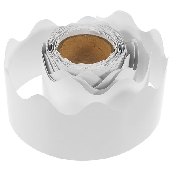 WHAMVOX White Coated Paper Bulletin Board Borders for Classroom Decor 1 Roll Scalloped Borders