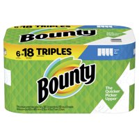 Bounty Paper Towels, Select-A-Size, White, 6 Triple Rolls =18 Regular Rolls
