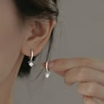 thumbnail image 2 of Sterling Silver CZ Bowknot Hoop Earrings for Women Teens Small Bow Hoop Earrings Huggie Drop, 2 of 11