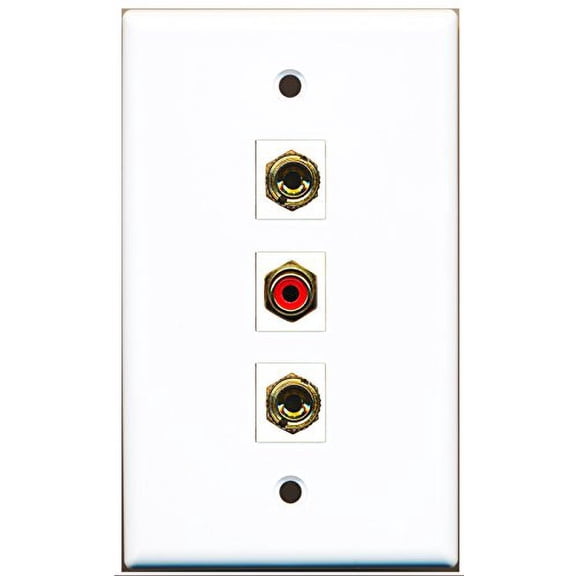 RiteAV - 1 Port RCA Red 2 Port Banana Speaker Wall Plate