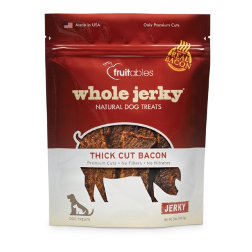 Fruitables Whole Jerky Thick Cut Bacon Dog Treats, 5 oz