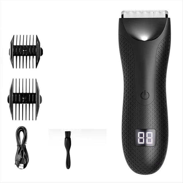 Recortadora de Vello Corporal Recargable para Ingle, Afeitadora Eléctrica con Cuchillas de Cerámica y 2 Peines Guía para Hombres B