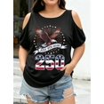 thumbnail image 4 of Plus Size Off Shoulder Tie Graphic Print T-Shirt 250th Anniversary Patriotic July 4th T-Shirt – USA 1776-2026 T-Shirt, 4 of 7