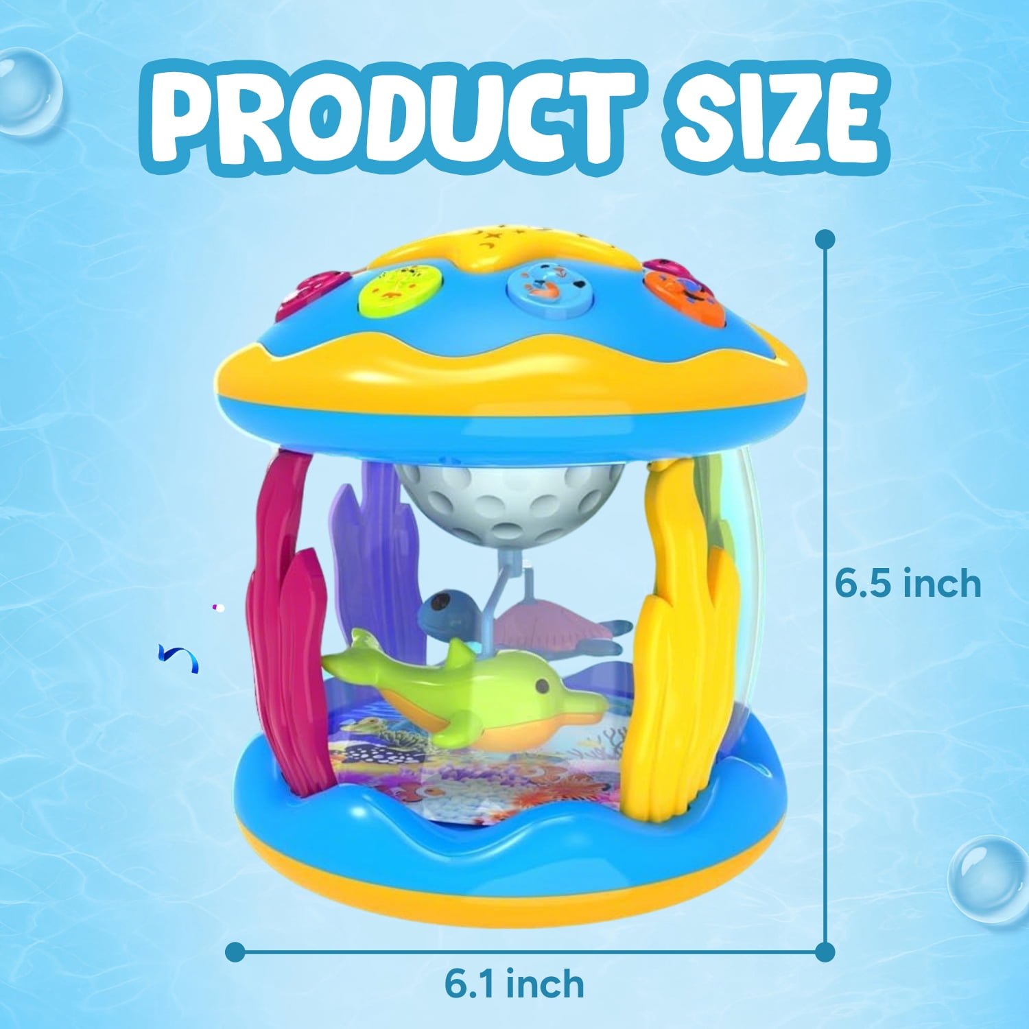 LieGorJi Babies Ocean Rotating Musical Toys, Infant Crawling Tummy Time Toys, Learning Musical Toy, Birthday Gifts for 1-3 3-5 5-8 Year Old (Blue)