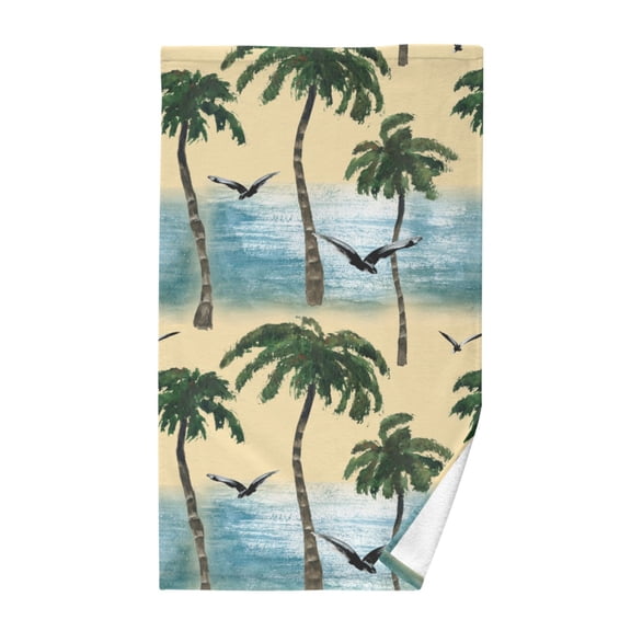Watercolor Beach Palm Tree Cotton Face Towels Absorbent Hand Towel Soft Bathroom Towel for Kitchen Hotel Decoration