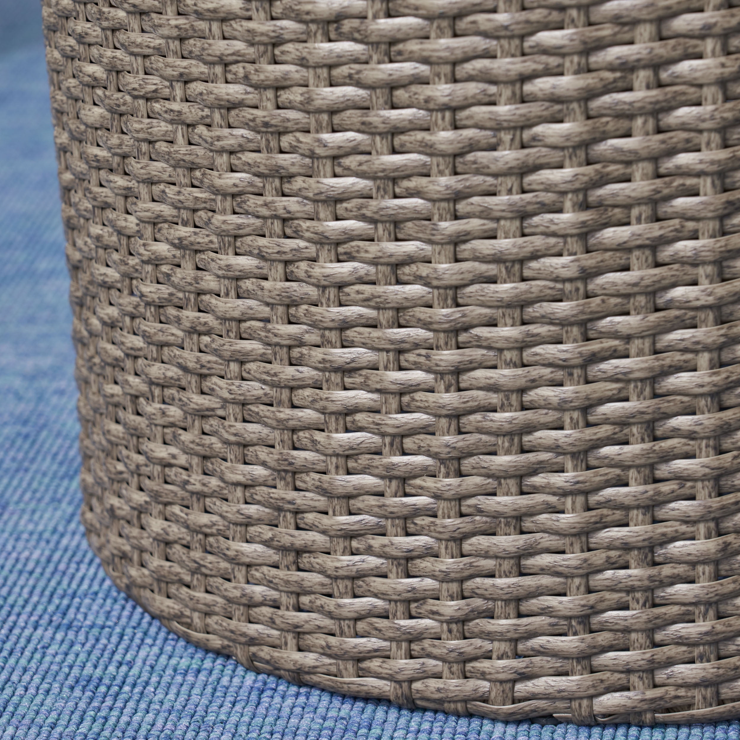 Philip Outdoor 3 Piece Wicker Chat Set with Cushions, Grey, Silver