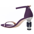 thumbnail image 5 of FSJ Women Elegant Pearls Single Strap Crystal Block Heels Sandals Round Open Toe Ankle Buckle Strap Sandals Sexy Wedding Evening Shoes Size 12 Purple, 5 of 5