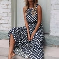 thumbnail image 2 of NIEWTR Women's Summer Midi Dress Sleeveless Polka Dot A Line High Neck Sundress Casual Long Outfits(Blue,L), 2 of 5