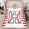 thumbnail image 2 of Manfei Letter H Monogrammed Full Size Sheets,Baseball Game Lover Bed Sheets,White Red Sheet Sets For Boys,Microfiber Room Decorative,4pcs, 2 of 7