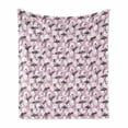 thumbnail image 1 of Flamingo Soft Flannel Fleece Throw Blanket, Exotic Birds with Pineapple Body Hand Drawn Botanical Hawaiian, Cozy Plush for Indoor and Outdoor Use, 50" x 70", Baby Blue Charcoal Grey, by Ambesonne, 1 of 5