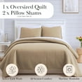 thumbnail image 3 of Oversized Square Stitched Solid Embroidered 3-Piece Quilt Set by Southshore Fine Linens, 3 of 10