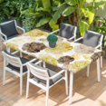thumbnail image 2 of Yellow Ombre Spring Floral Table Cloths for 5 Foot Rectangle Tables, Summer Botanical Flowers Patio Waterproof Elastic Fitted Tablecloths, Washable Rectangular Table Cover for Camping, 2 of 8
