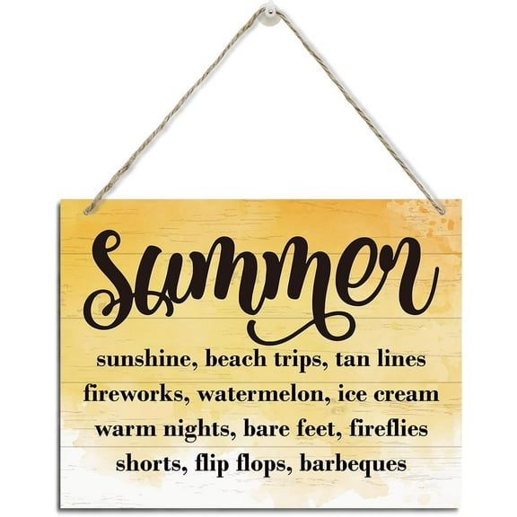 Summer Hanging Wood Plaque Sign, Summer Door Sign, Summer List Hanging Decor, Farmhouse Summer Decorations, Rustic Home Decor, Beach Room Wall Decor, Coastal House Decor 5x10 Inch