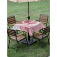 thumbnail image 4 of Outdoor Tablecloth with Umbrella Hole for Patio/Picnic/Party/Camping, Pink Marble Waterproof Table Cloth Square Cover Washable, Summer Ocean Wave Red Ombre (54"x 54"), 4 of 8