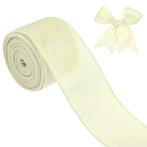 Uxcell Burlap Ribbon, 2.5" x 10 Yards Burlap Wired Edge Ribbon, Christmas Tree Ribbon, Rustic Burlap Wrap Trim Ribbons [Cream]