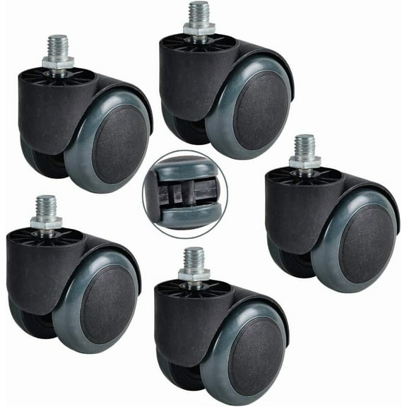 Gamvdout Plate Casters Office Chair Caster 360 Degree Swivel Casters 2-Inch Replacement Castors Wheels Silencer Furniture Caster for Hardwood Floors  Laminate Swivel Chair Office Chair 5pcs (Threaded