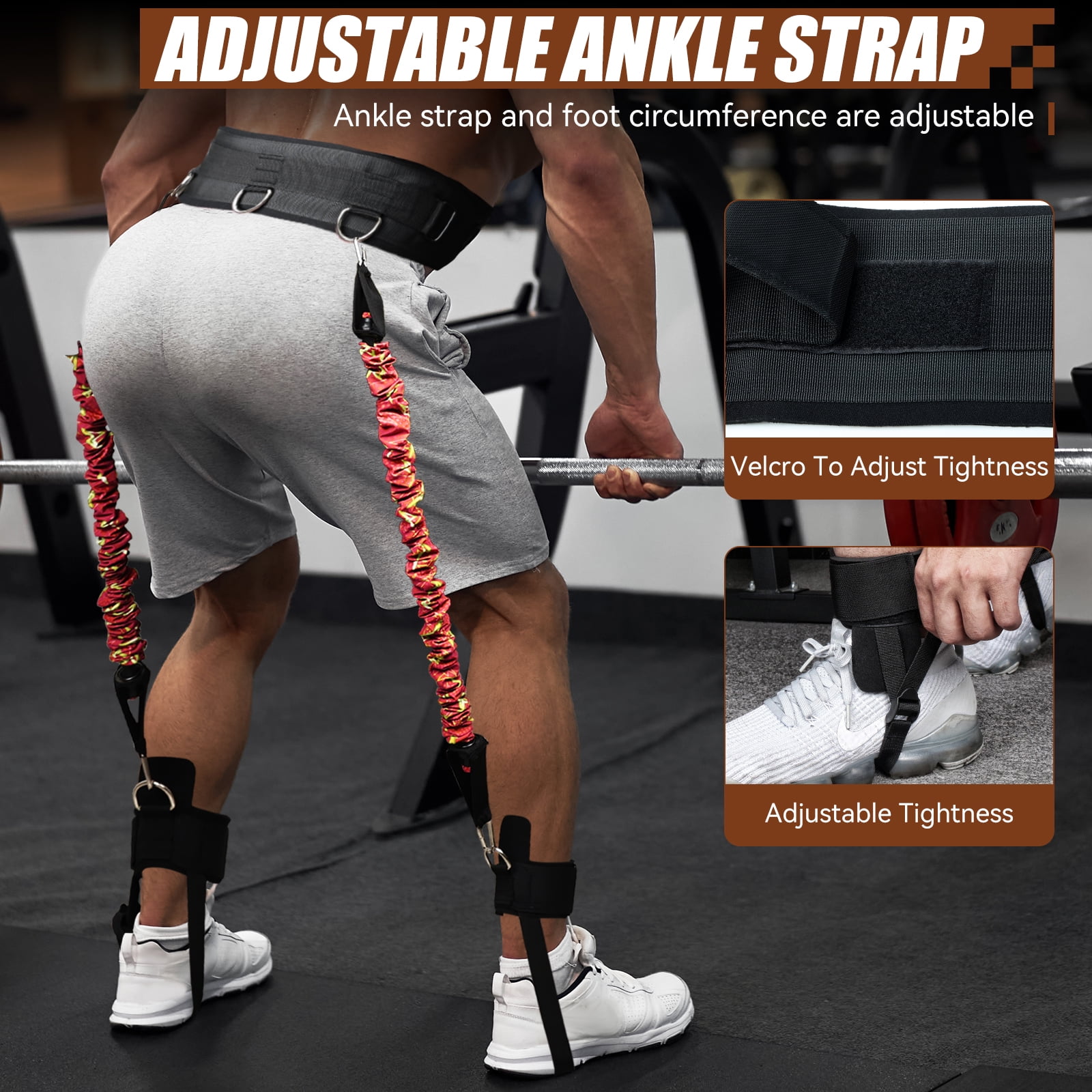 Ueasy Vertical Jumping Trainer with Adjustable Ankle Strap & Belt Horizontal Workout Equipment Leg Resistance Bands for Basketball Football Volleyball Training Equipment