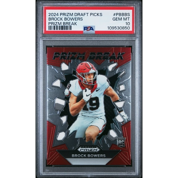 Graded 2024 Panini Prizm Draft Picks Brock Bowers #PBBBS Prizm Break Rookie RC Football Card PSA 10 Gem Mint