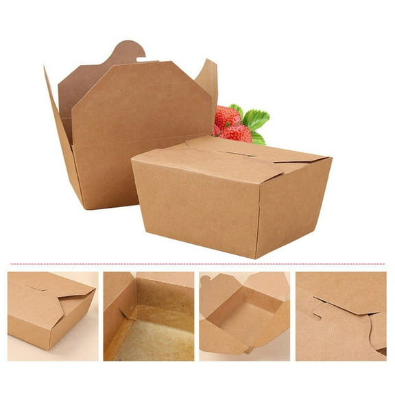NIAIZEK Light Brown Kraft Paper Containers 20Pcs Grease Resistant Rectangular Food Storage