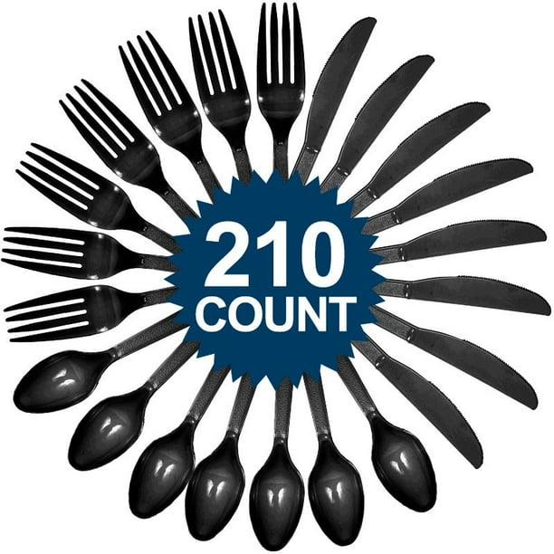 Black Cutlery Set (210 Count)