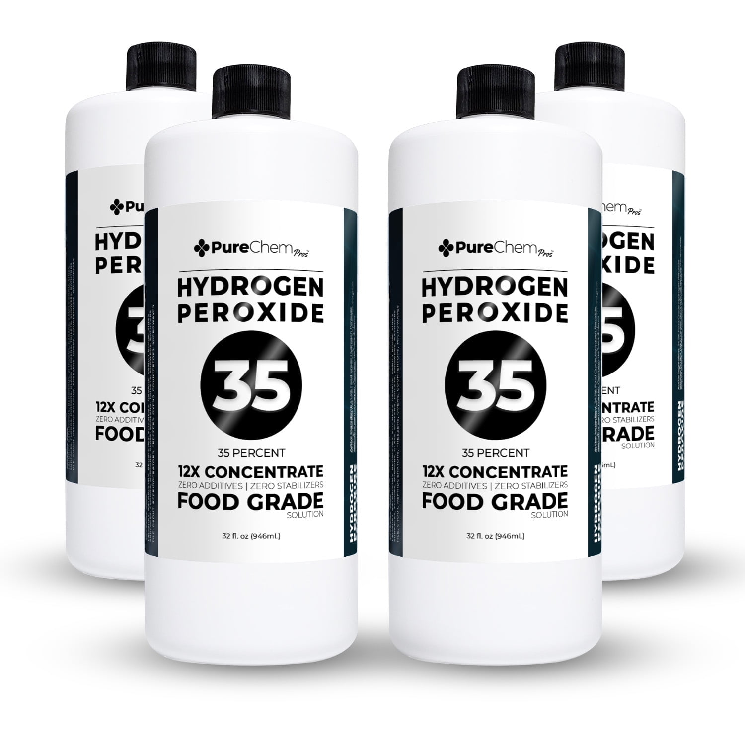 35% Food Grade Hydrogen Peroxide 32 oz 4 Pack - PureChemPros