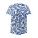 thumbnail image 3 of Gibobby Playera de Manga Corta con Cuello Redondo Camiseta plisada con estampado flores y cuello botones manga corta para mujer, camiseta informal con ajuste floral,(Azul,G), 3 of 4