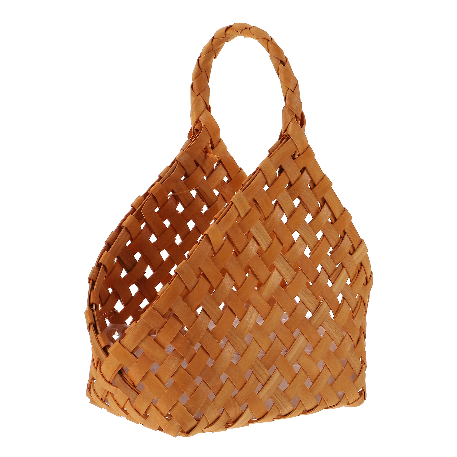 Hemoton 1pc Handmade Storage Basket Portable Wood Chip Basket Woven Flower Basket