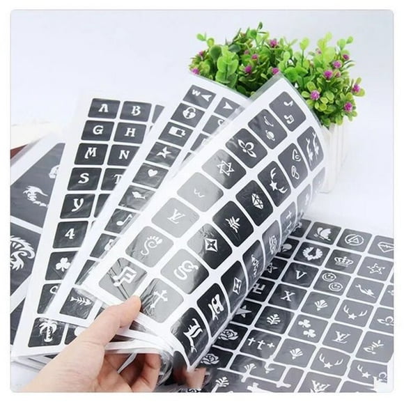 Pinkiou 635pcs Airbrush Stencils Cosmetics Make up Airbrush Temporary Tattoo Stencils Airbrush Nail Stencils for Women Men
